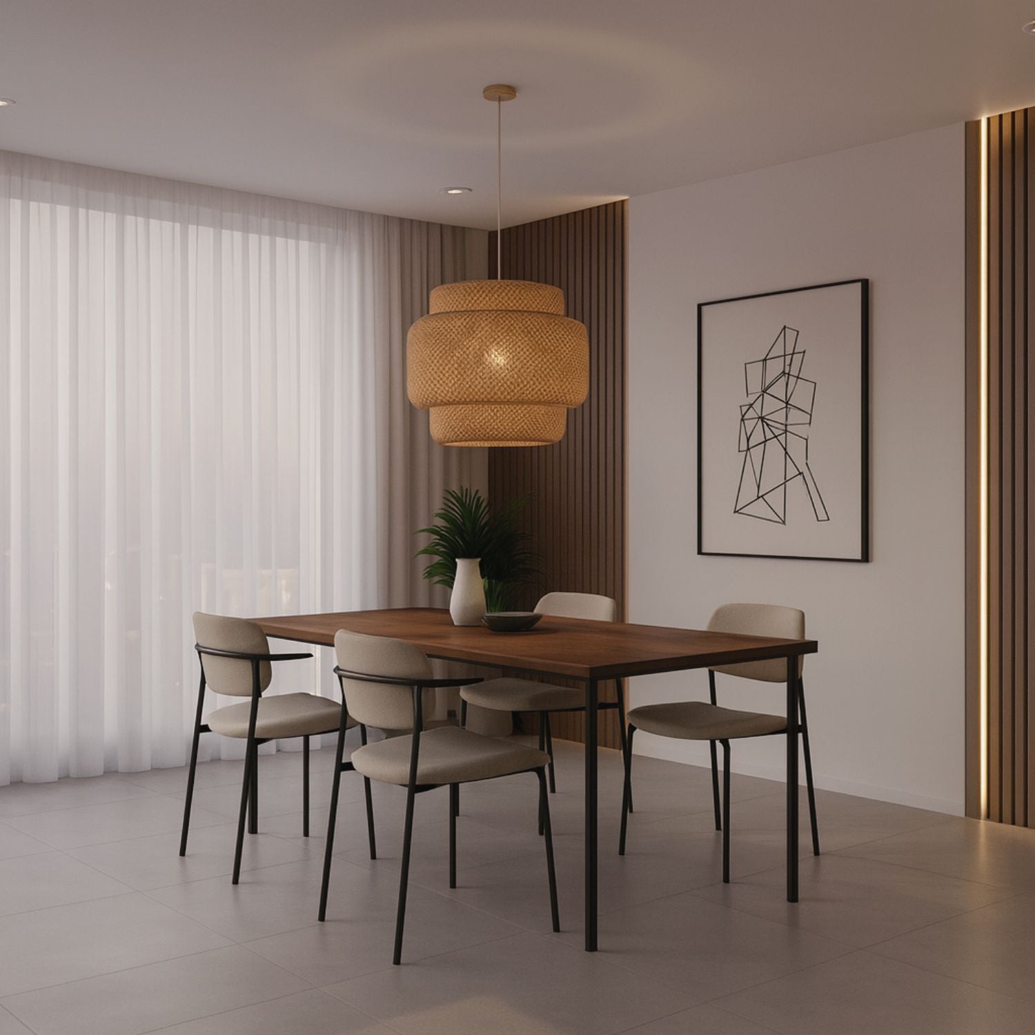 Sculpted Warmth for Modern Dining Space