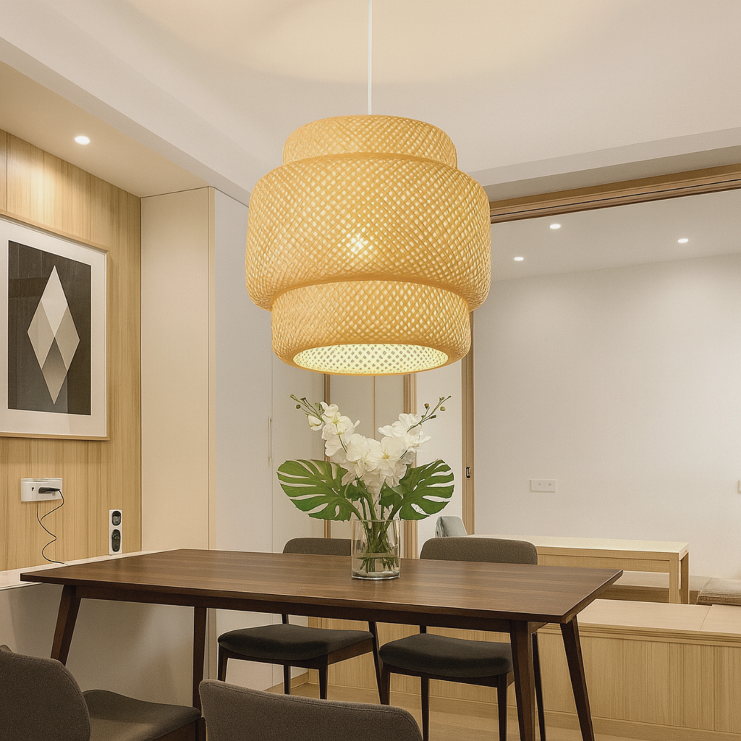 Bamboo Woven Bedroom and Dining Room Chandelier