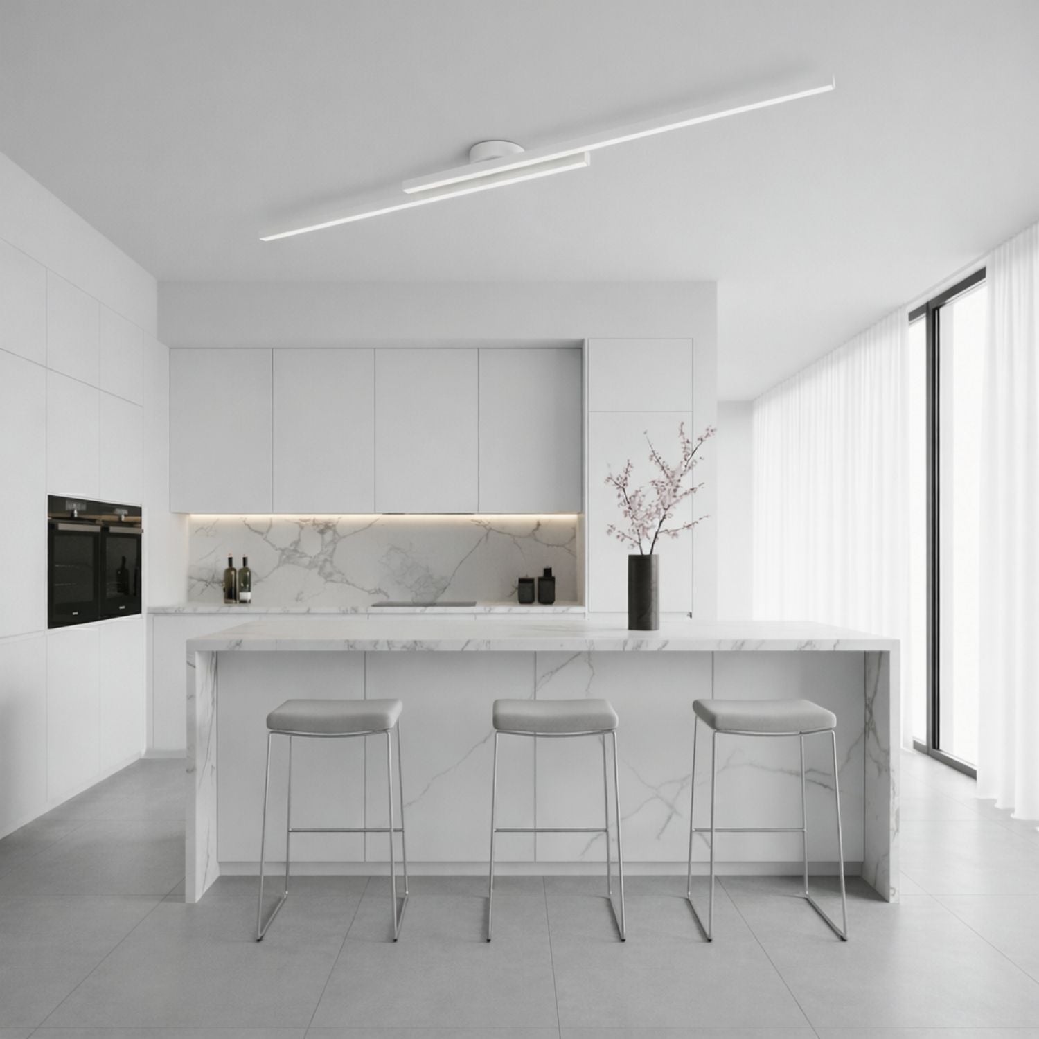 Linear Ceiling Fixture with Integrated LED