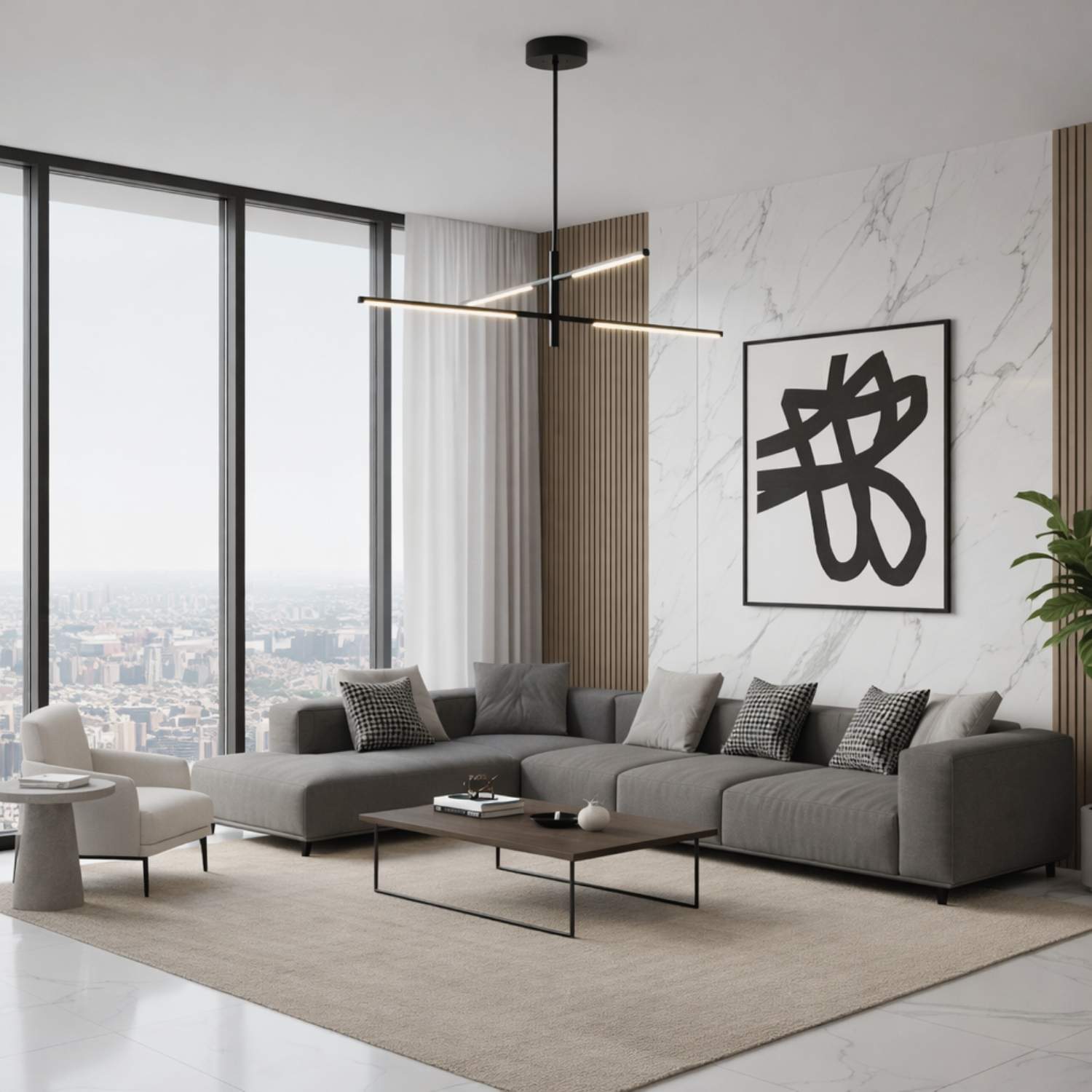 Crossbar Pendant Lighting for Living Areas