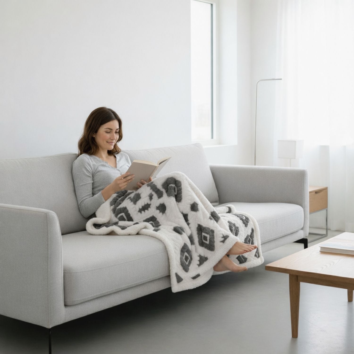 Patterned Fleece Throw for Sofa Use