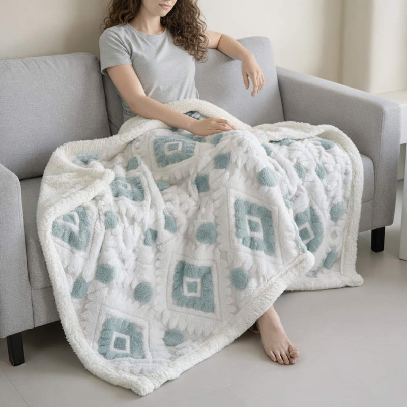Geometric Jacquard Fleece Throw Blanket