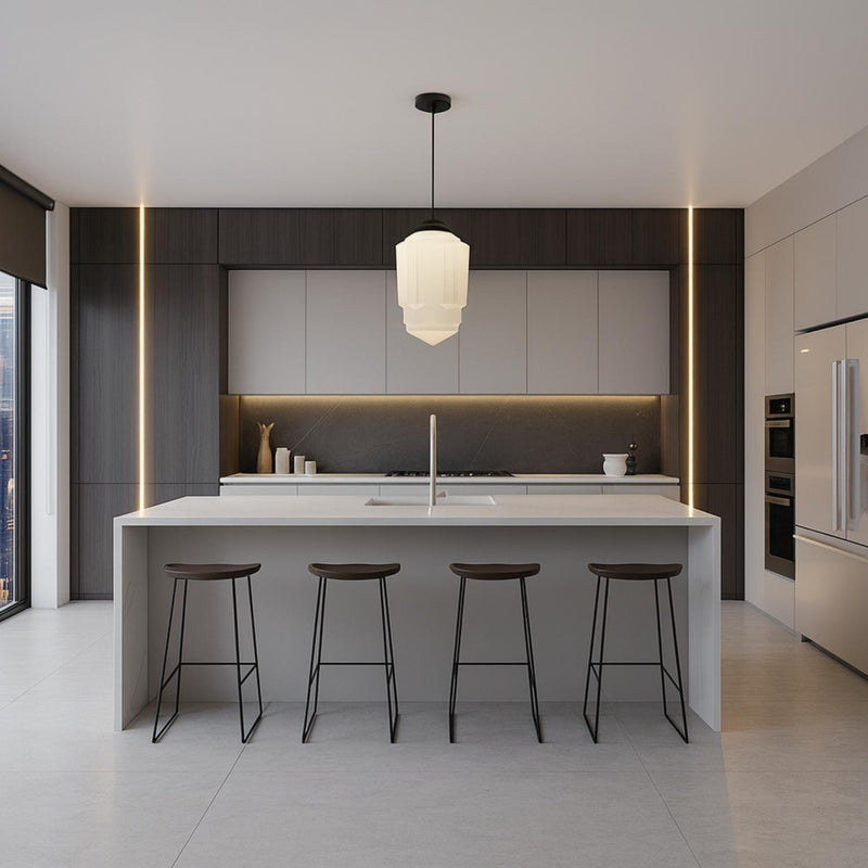 White Glass Bedroom and Living Room Pendant Light