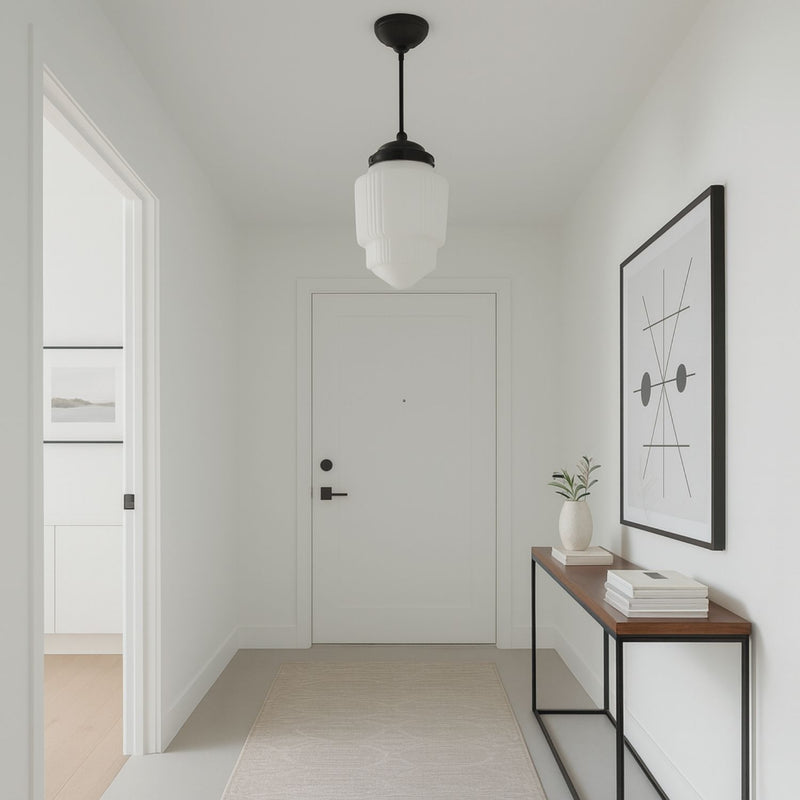 White Glass Bedroom and Living Room Pendant Light