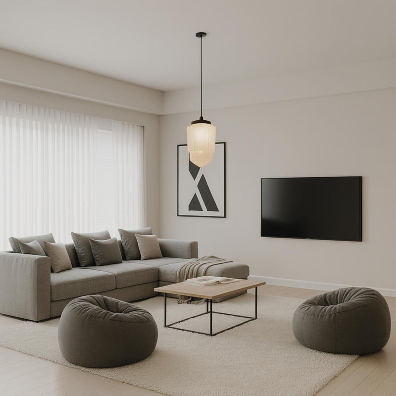 White Glass Bedroom and Living Room Pendant Light