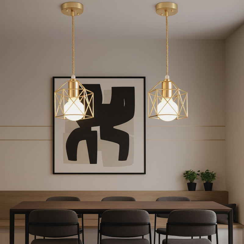 Modern Minimalist Metal Cage Pendant Light