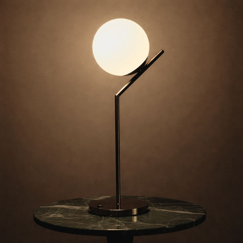 Minimal Globe Table Lamp with Metal Base