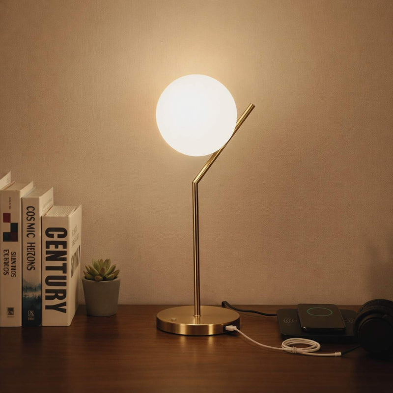 Minimal Globe Table Lamp with Metal Base