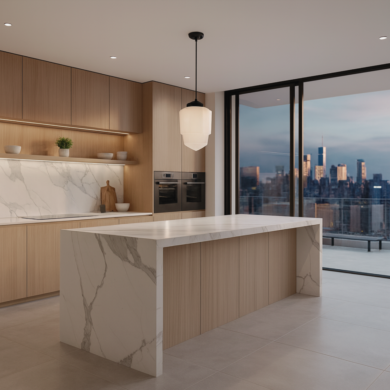 White Glass Bedroom Pendant Light