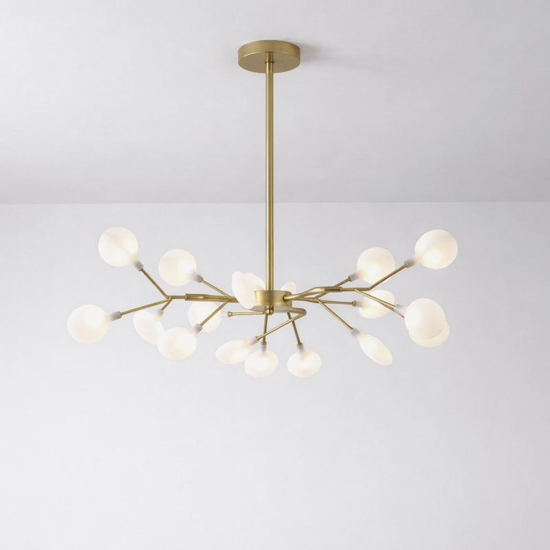 Modern Branch Style Chandelier with Glass Globe Shades