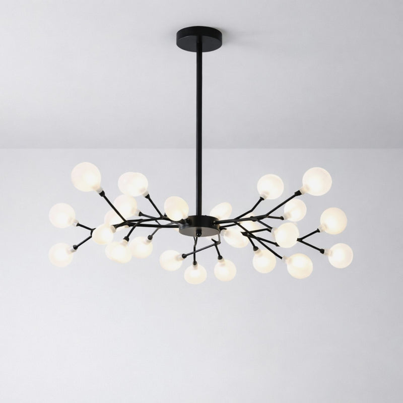 Modern Branch Style Chandelier with Glass Globe Shades