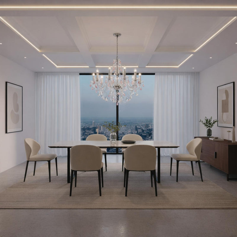 French Style Pink Crystal Candle Chandelier