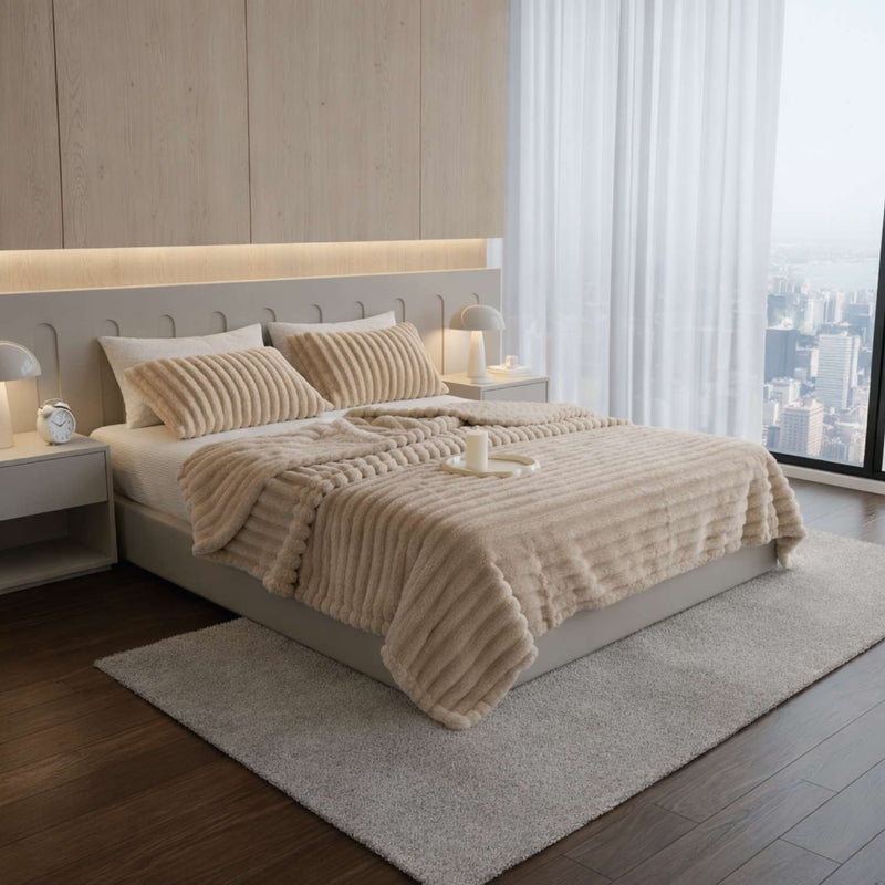 Thick Ribbed Plush Throw Blanket