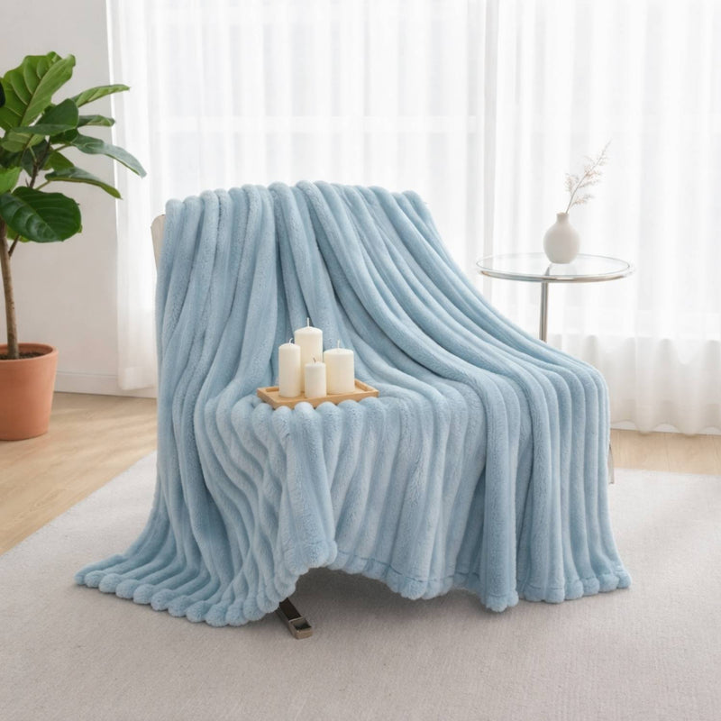 Thick Ribbed Plush Throw Blanket