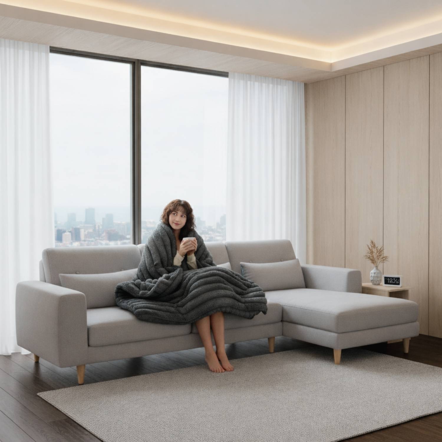 Ribbed Throw Blanket for Sofa Styling