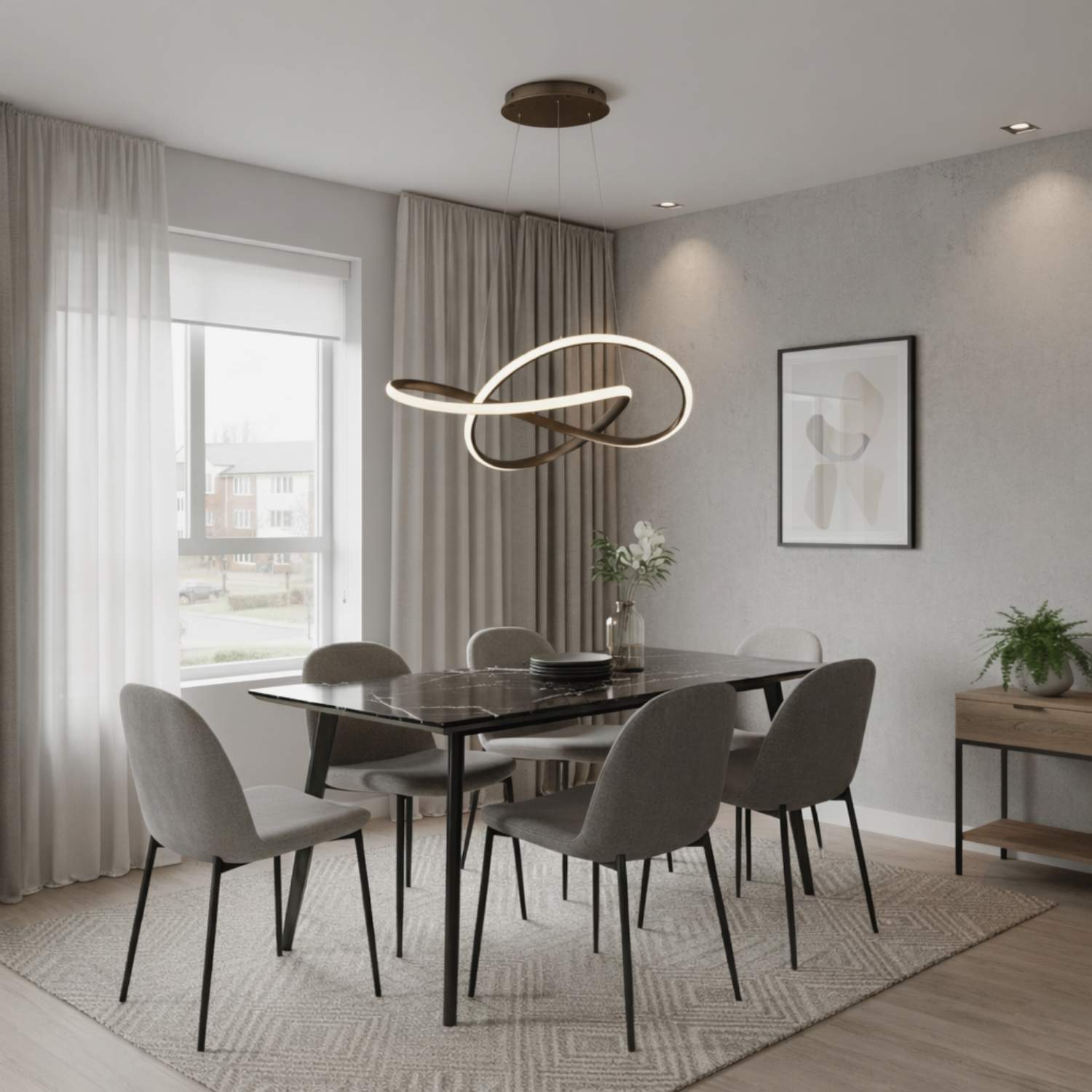 Modern Illumination in Dining Area