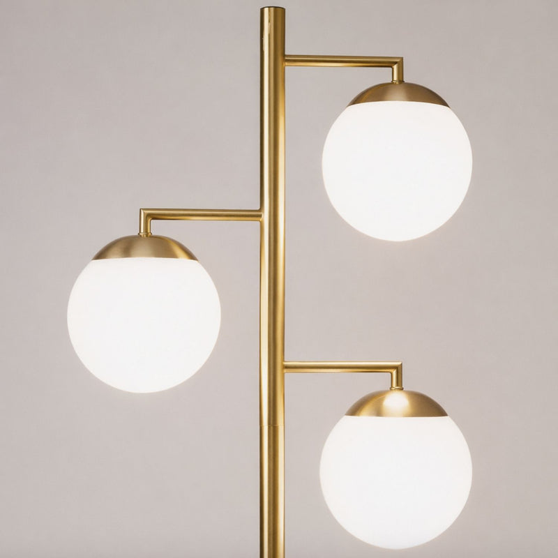 Triple Globe Floor Lamp with Brass Finish