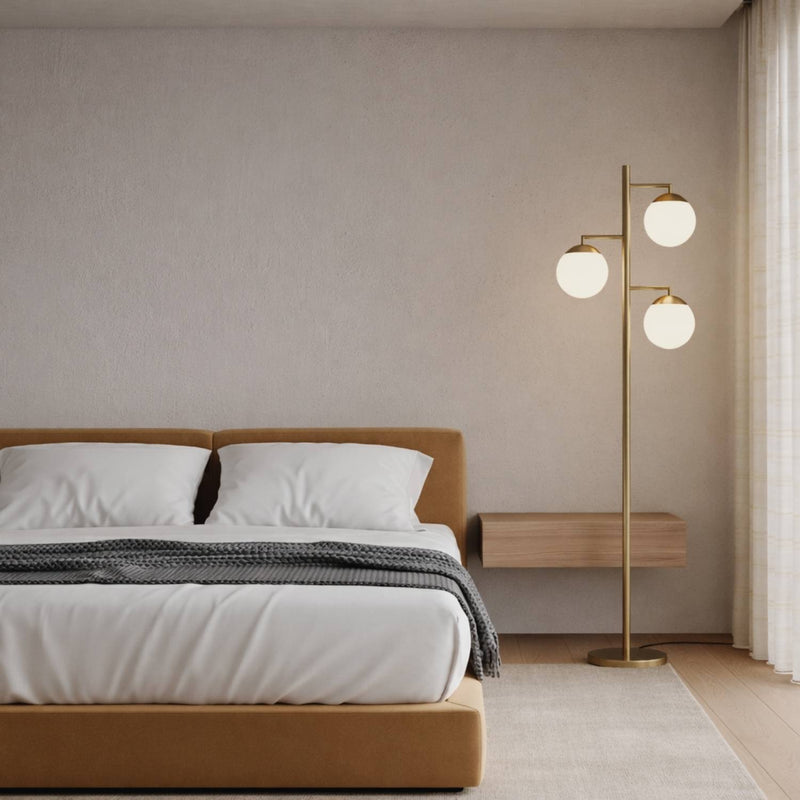 Triple Globe Floor Lamp with Brass Finish