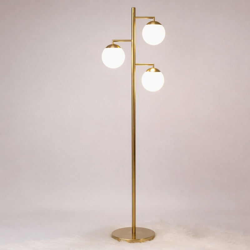 Triple Globe Floor Lamp with Brass Finish